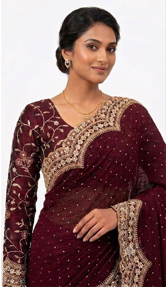 Elegant Wine Red Saree