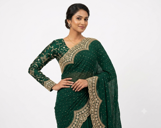 Elegant Emerald Saree