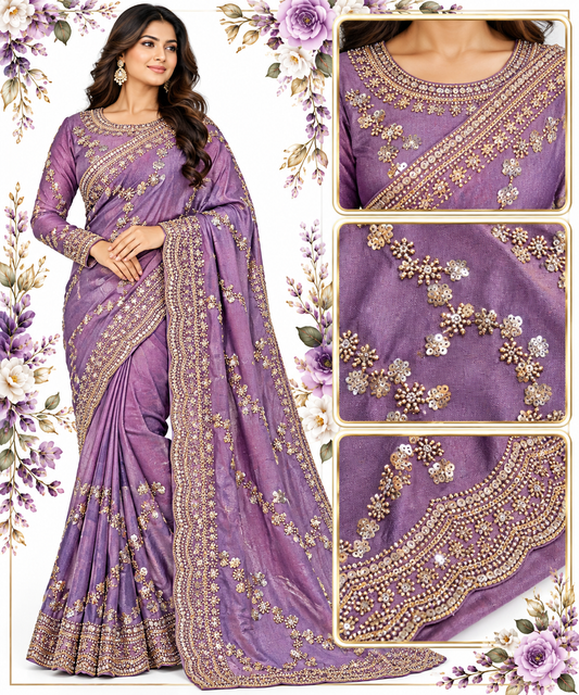 Viral - lilac in new vichitra silk fabric