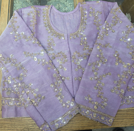 VIRAL Lilac Soft NC Moss fabric Saree with Sequin Details