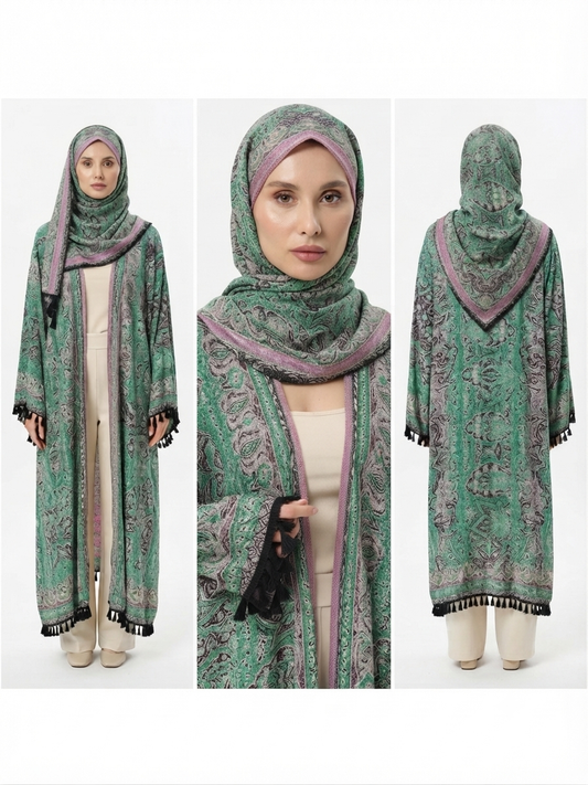 TURQUOISE PASHMINA ABAYA