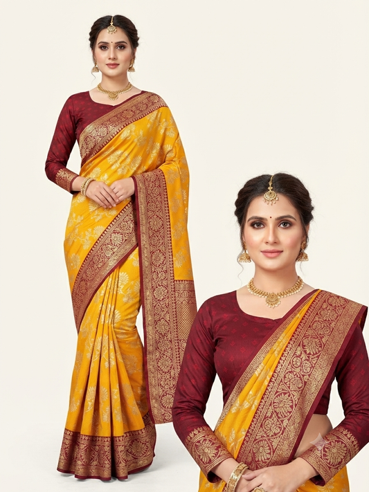 GYT mustard katan saree with blouse