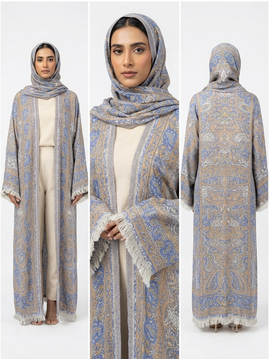 LIGHT BLUE PASHMINA ABAYA