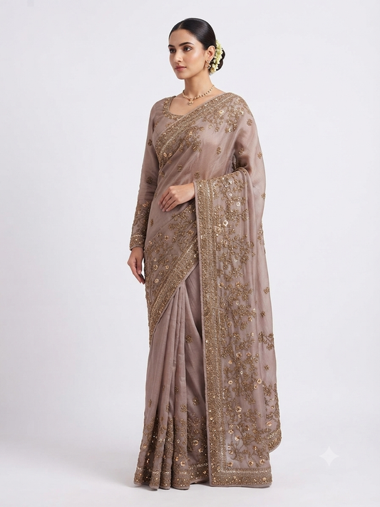 Elegant Embellished Saree Look