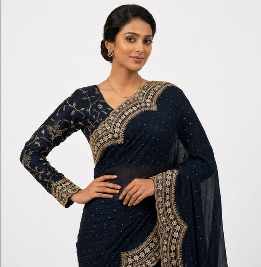 Elegant Midnight Saree
