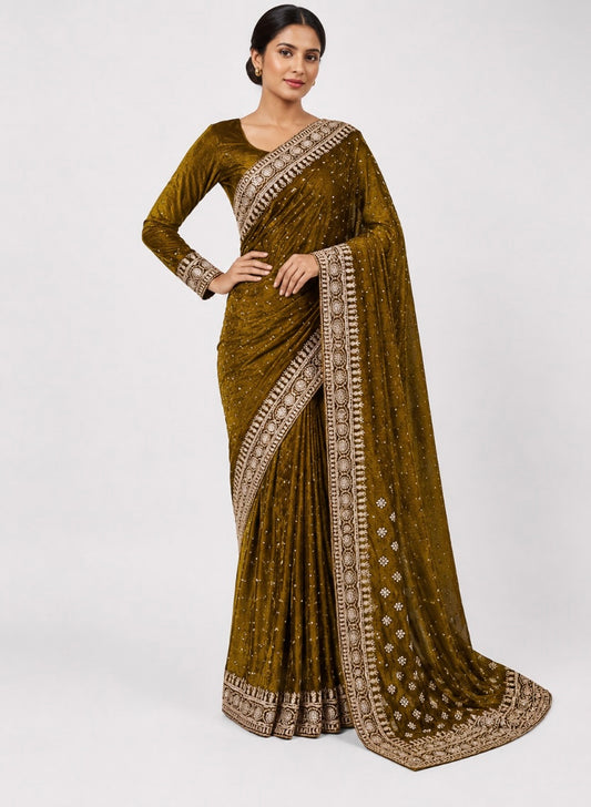 Mustard & Silver Scalloped Saree