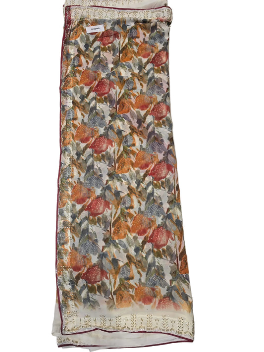 Elegant Floral Print Saree with Border Embellishments And Full Sleeve Saree