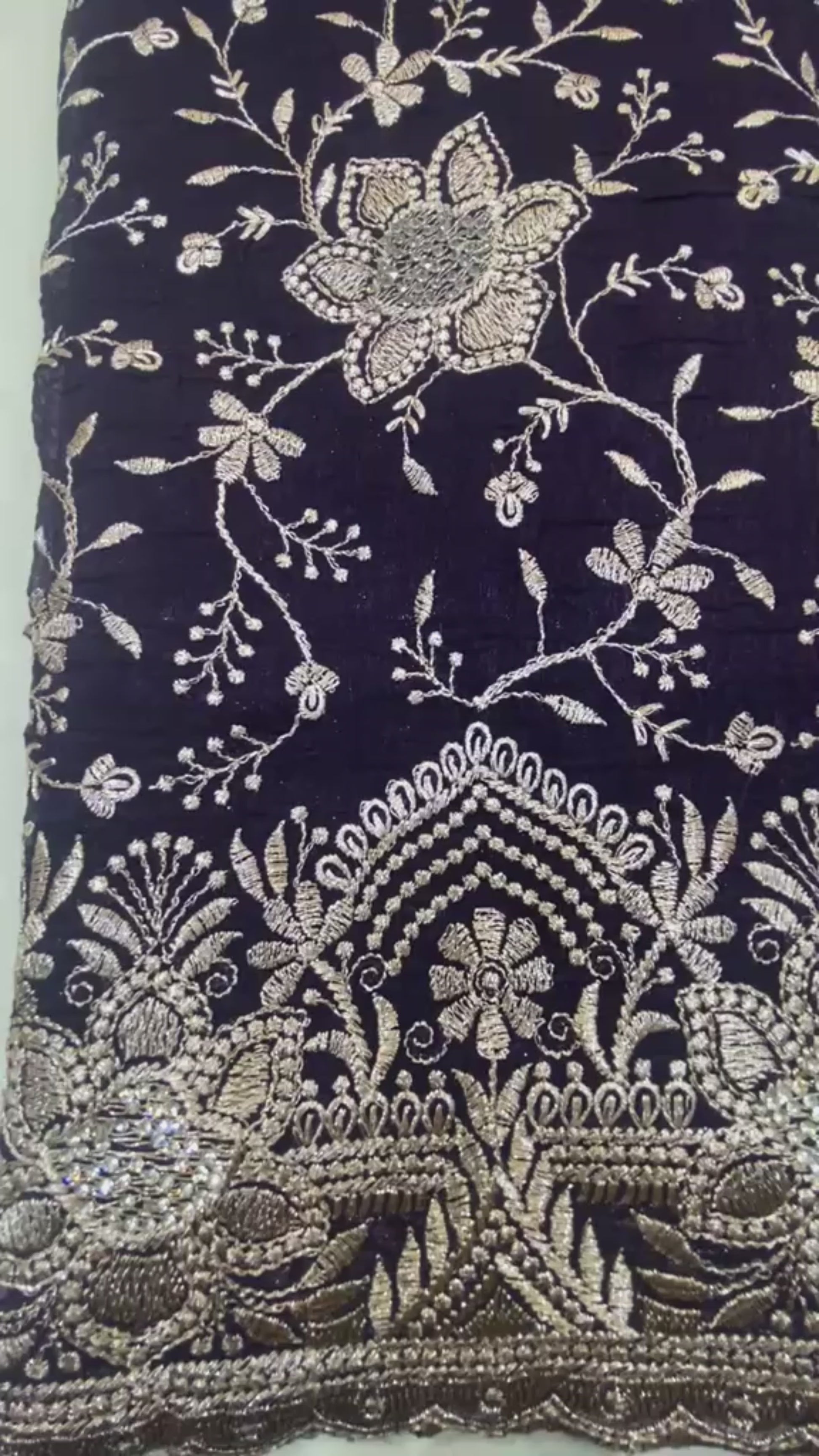 Orchid Deep Violet Georgette Saree with Full-Sleeve Blouse
