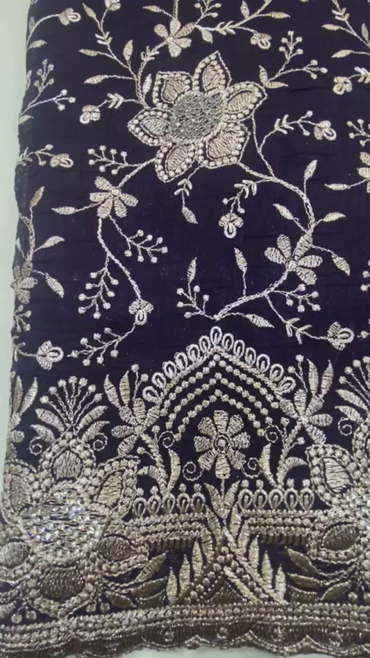 Orchid Deep Violet Georgette Saree with Full-Sleeve Blouse