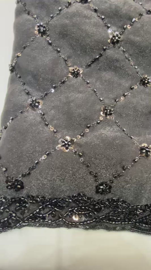 Black Embroidered & Sequin Work Saree with Full Sleeve Blouse