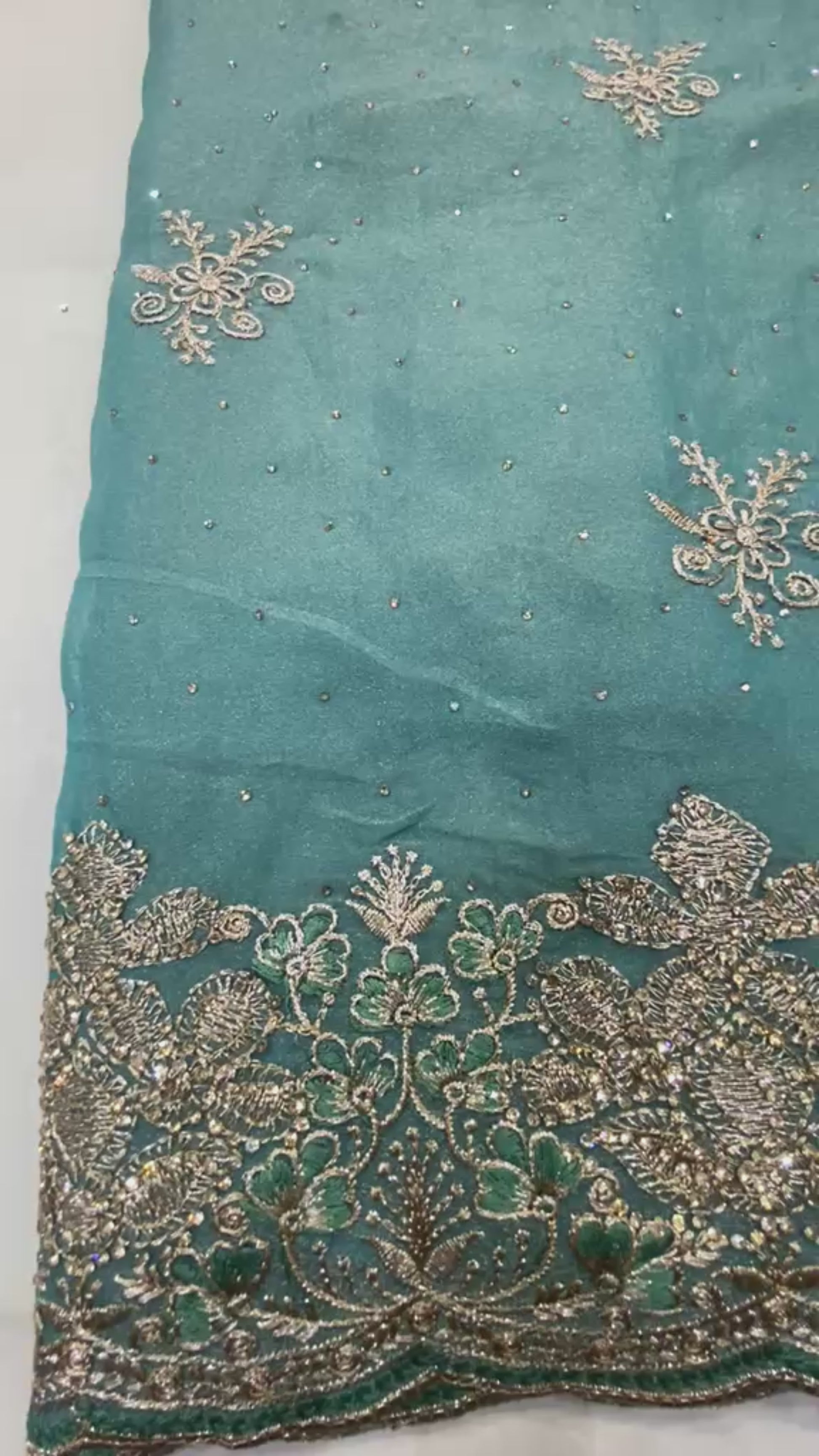 Light blue Saree with Full-Sleeve Blouse
