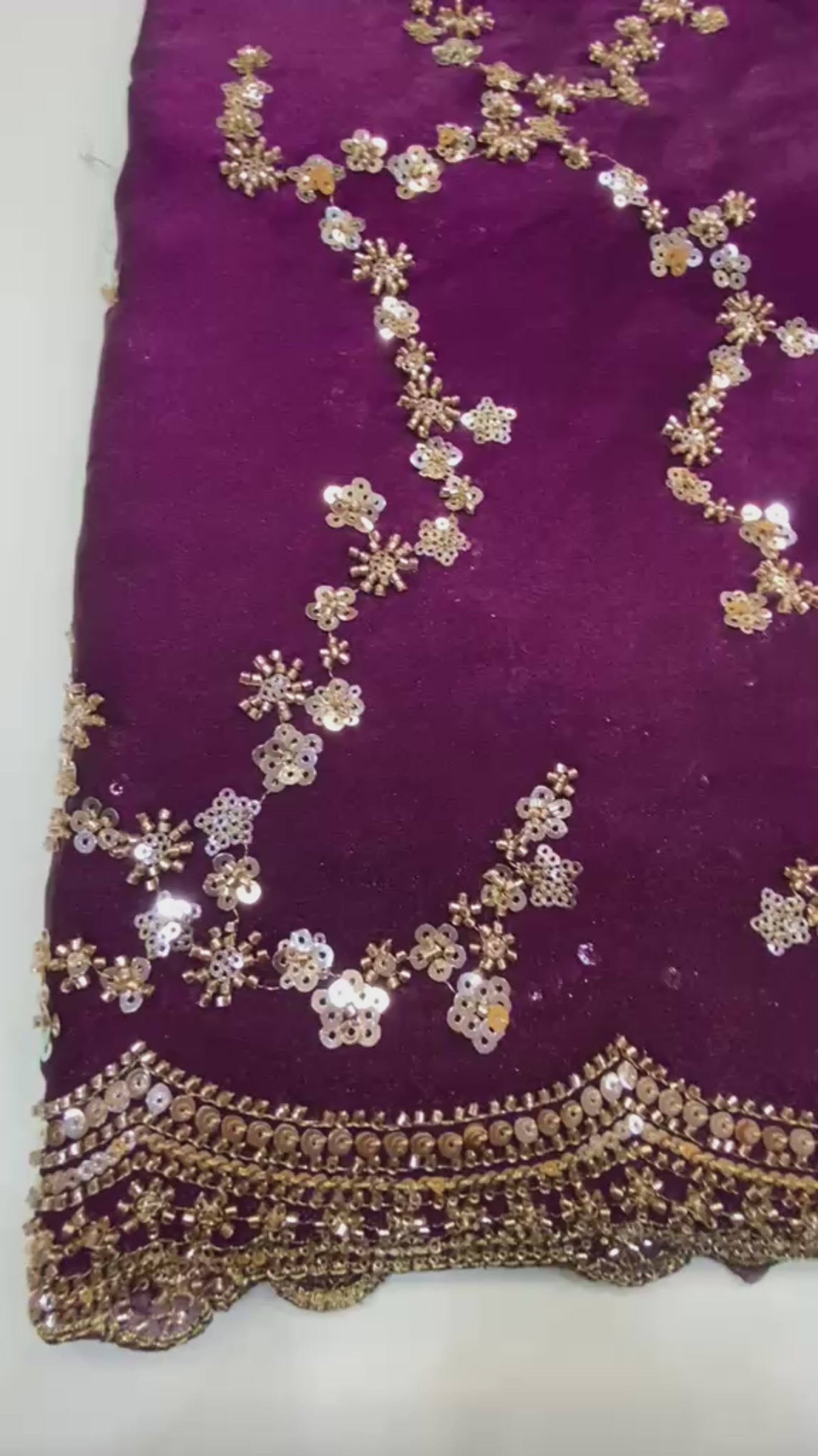 Viral Royal Plum Embellished Saree with Full Sleeve Designer Blouse
