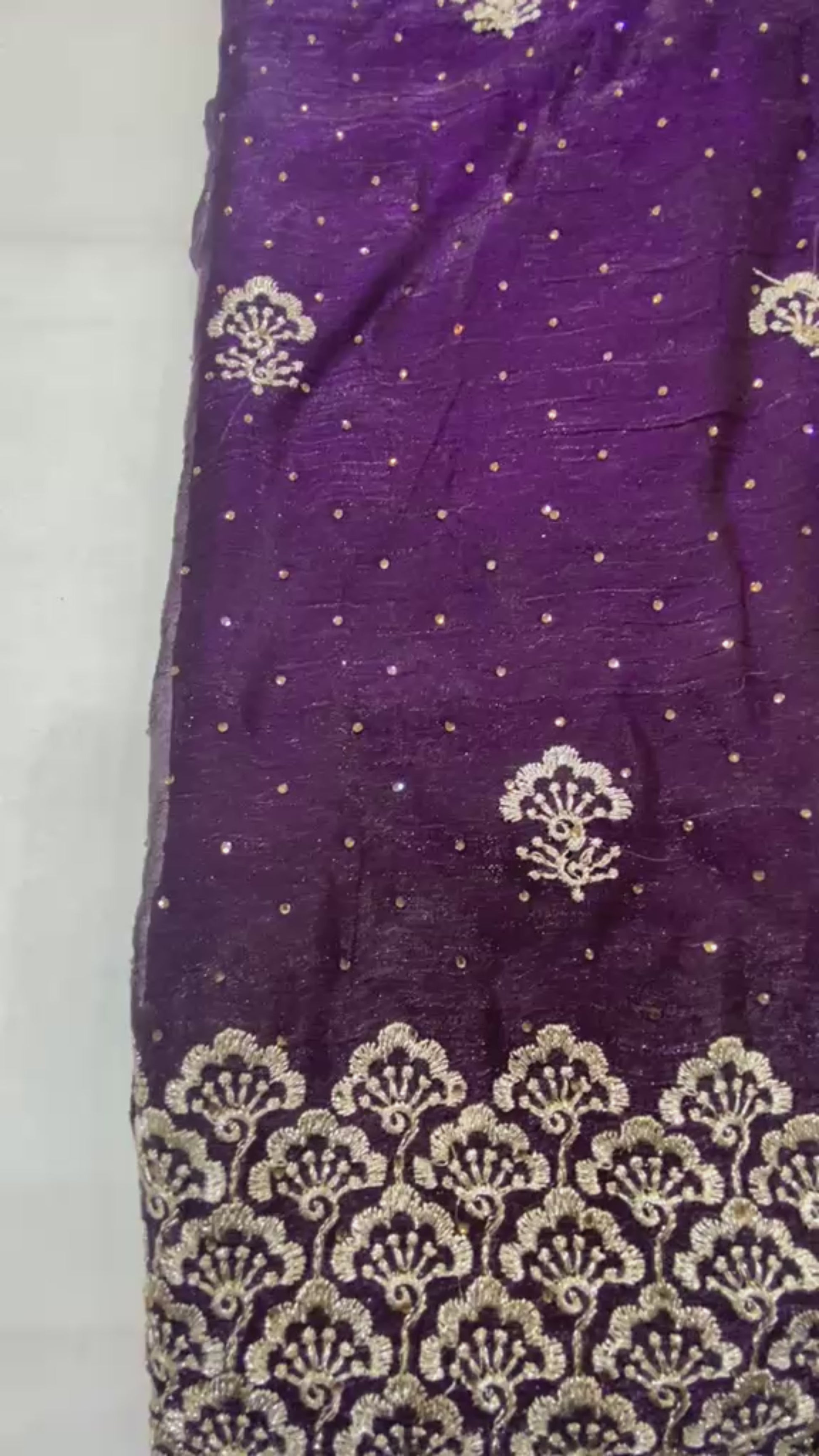Deep Purple Shimmer Saree with Full-Sleeve Blouse