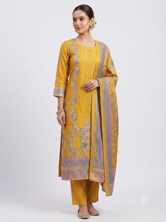Khani silk mustard