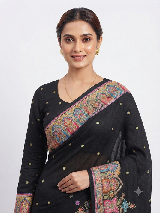 Embroidered Black Saree