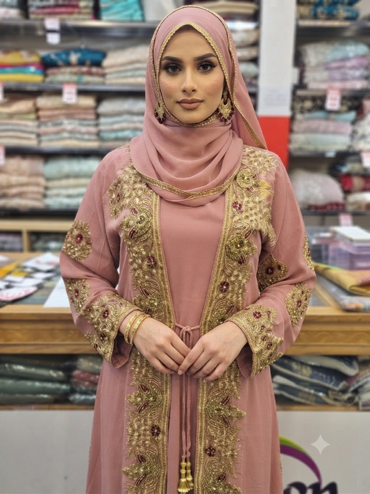 MB - PINK FLORAL ABAYA