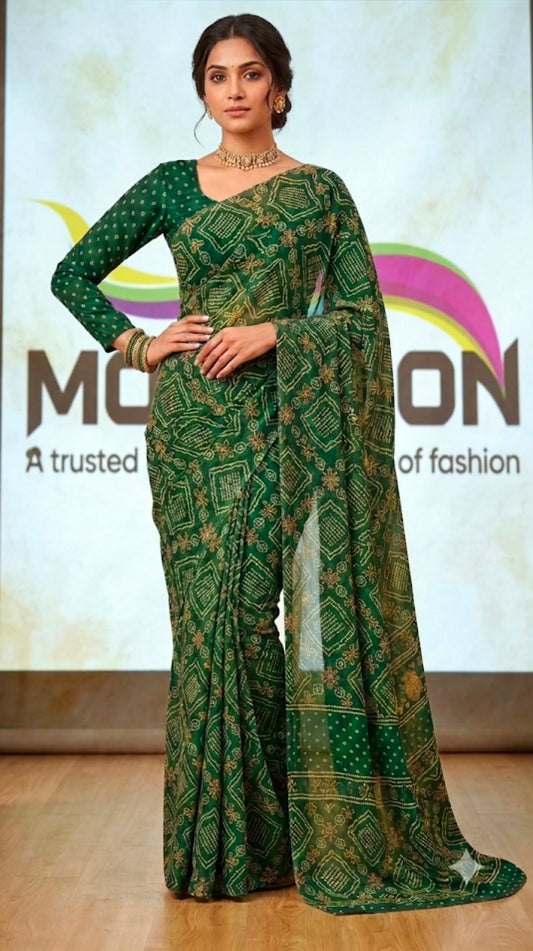 BANDNI MEHENDI SAREE GREEN