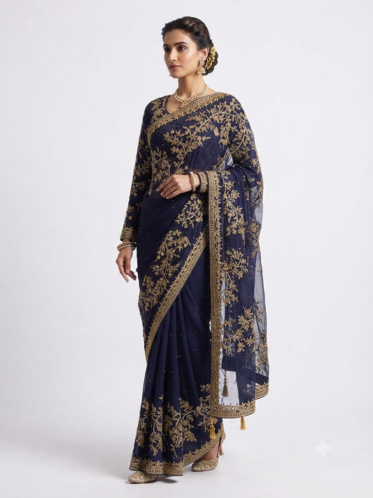Navy party wear saree DN 818